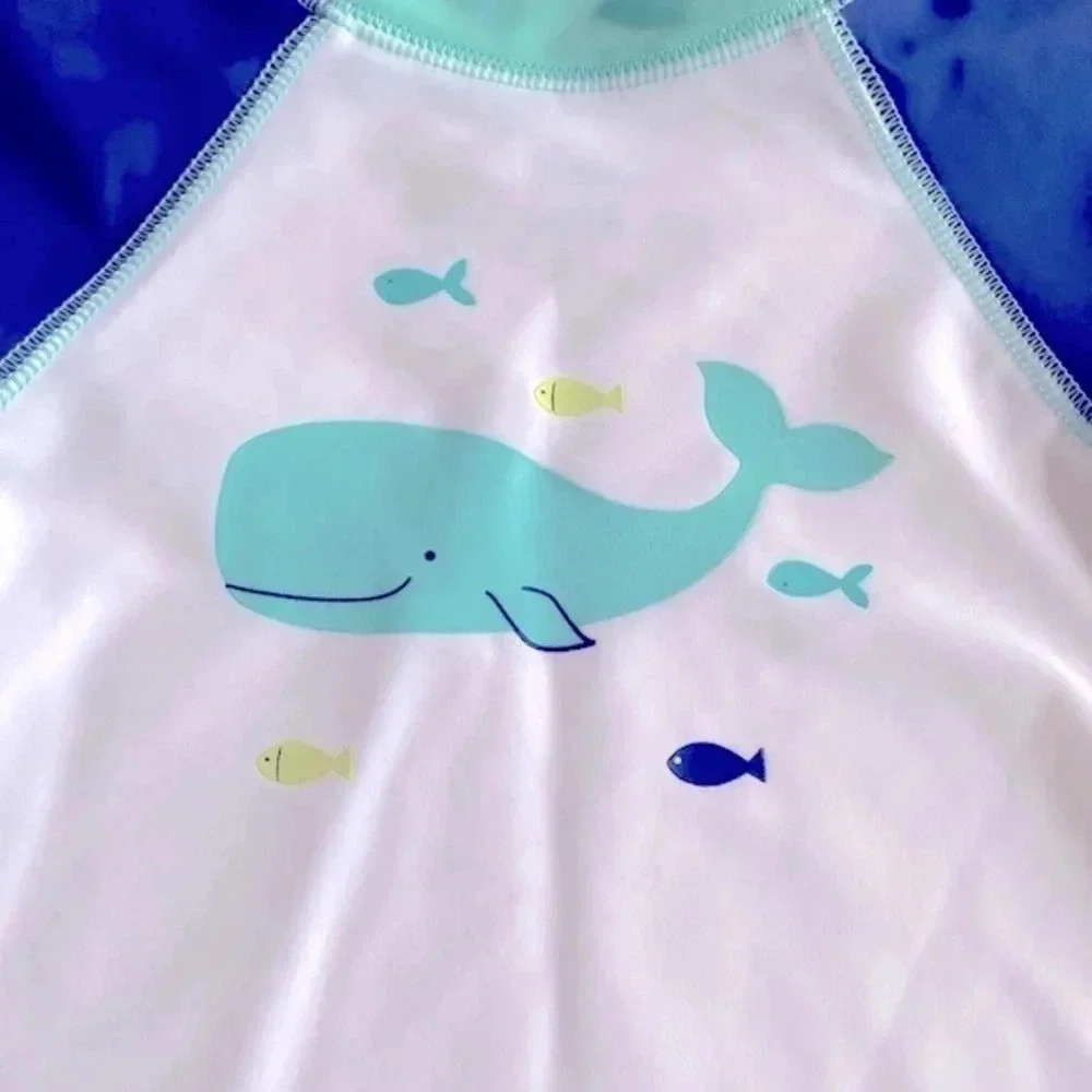 Little Me Blue Whale Colorblock Pullover Swimwear Rash Guard 12-18 Months NWOT